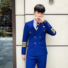 秋冬韩模新款双排扣西服套装男三件套空少服小西装A470-TZ77-P280，男装西服套装，电商A207