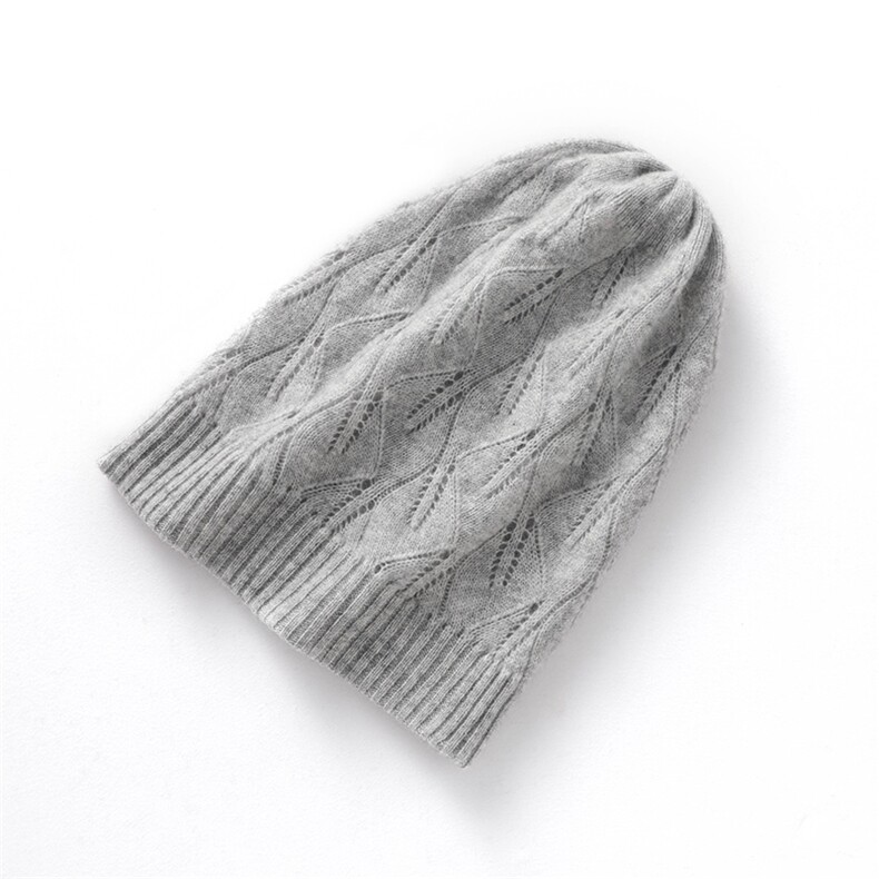 时尚女士山羊绒镂空针织帽保暖舒适休闲百搭红色优雅设计,饰品帽子,臻歆羊绒