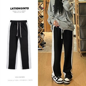 秋季新款条纹拼接卫裤长裤女模 XZ604-KP75-P55控68图片