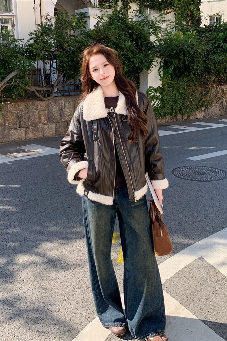 主推现货2025冬季新款仿皮90%羽绒机车服C022-9158-P285-K428,女装皮衣,2C022