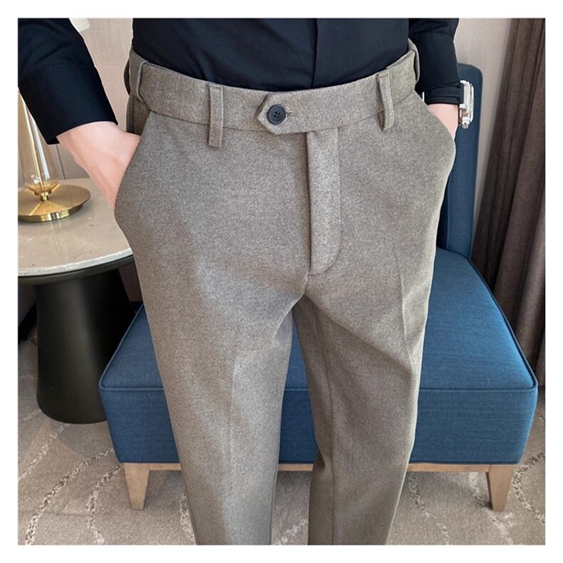 男士冬季休闲裤高端修身商务羊毛西装裤,男装西服套装,星座410-7