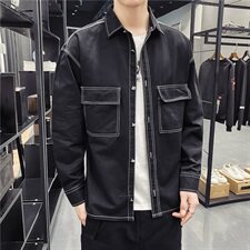 秋季新款长袖衬衫男韩版纯色宽松潮流百搭男生衬衣202-7-GC14，男装衬衫，星座1302