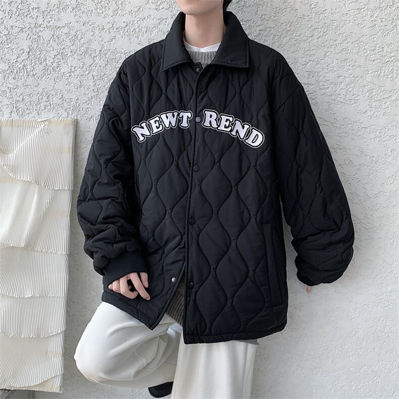 夹克棉衣男潮牌冬翻领字母痞帅棒球服外套大码棉服M0781-P95图片