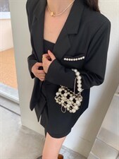 口袋珍珠西装，女装西装，HE