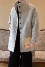 雪花呢羊羔毛呢子外套男秋冬季中长款立领大衣XZ514-2-2234-P100，男装毛呢大衣，星座514-2(原B239)
