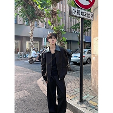 皮领黑色外套男秋季美式高街设计感cleanfit男生夹克J693，男装夹克，星座1116A（原606A-3）