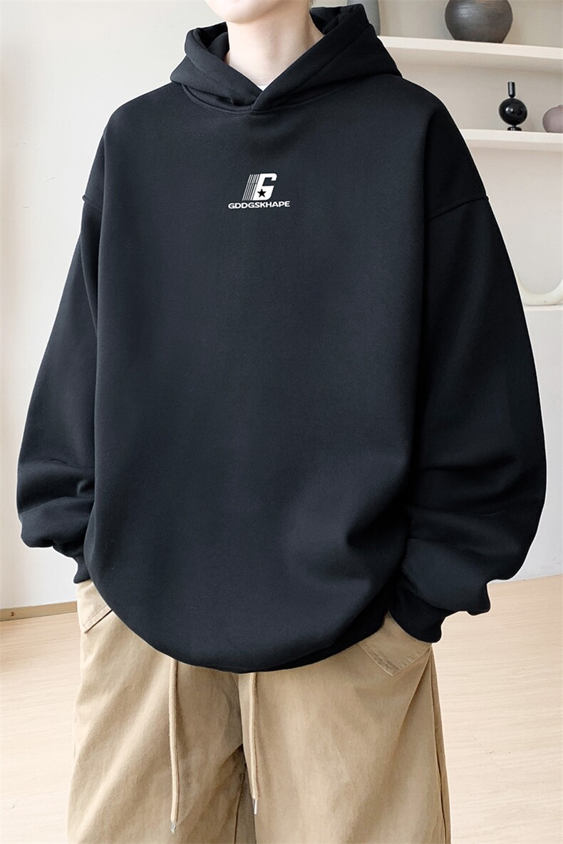 华棉内景秋冬季美式街头宽松连帽卫衣男潮大码WY00697/P45加绒P55,男装卫衣,电商B316