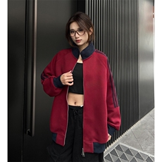 抖音得物高品质26春装美式高街重磅结构拼接织带立领卫衣外套CM42，女装短外套，电商A486-1