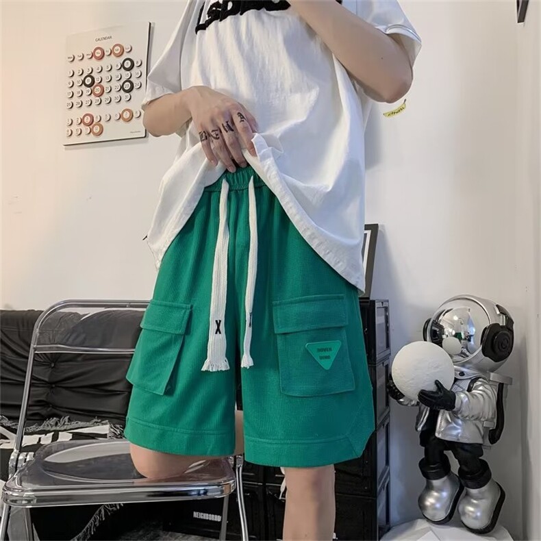 休闲短裤男韩版潮流高街帅气口袋2023夏季新款ins五分裤DK553-P33图片
