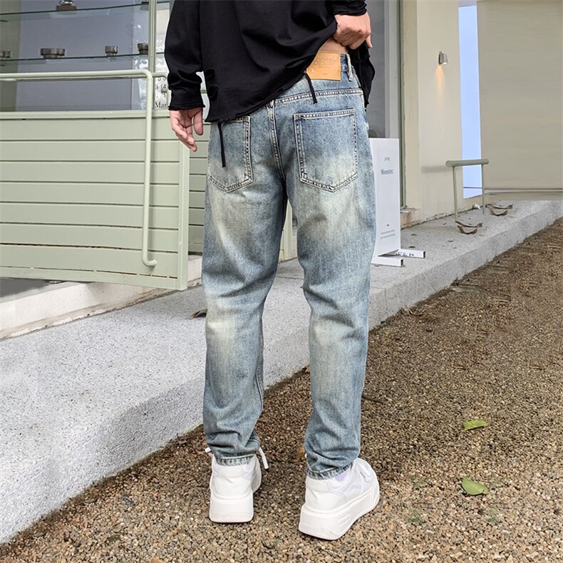 B230档2025秋冬新款破洞刮烂撞色补丁宽松直筒牛仔裤男9070P95,男装牛仔裤,电商B230