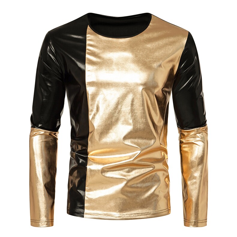 新款男士夜店拼色长袖T恤派对服装D37,男装T恤,星座1314
