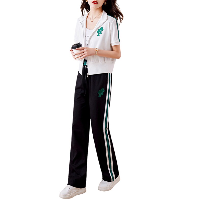 《两件套》套装女2025夏季新款洋气减龄时髦小个子时尚阔腿裤女,女装运动套装,天丽