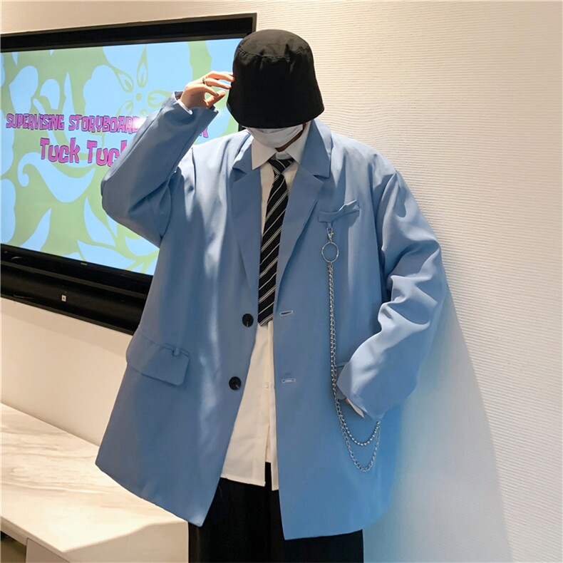送铁链小西装男ins休闲夹克上衣2024新款春秋西装外套XZ01382-P60,男装西服,星座308B-1