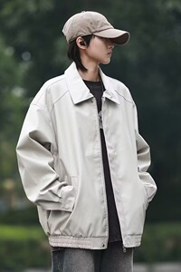 春秋翻领皮衣外套男真皮休闲潮牌百搭美式复古机车日系港风夹克图片