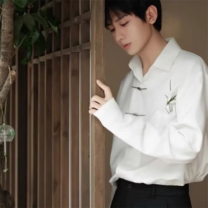 新中式刺绣长袖衬衫男女春秋季设计独特别致上衣外套WCS0111-p40,男装衬衫,星座1008