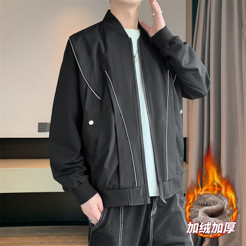 加绒加厚外套男女款放光条棒球服情侣飞行夹克JK0238-P73加绒P83,男装夹克,星座308B-2