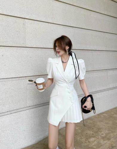 夏季新款淑女风西服连衣裙，女装连衣裙，DD+(4F)