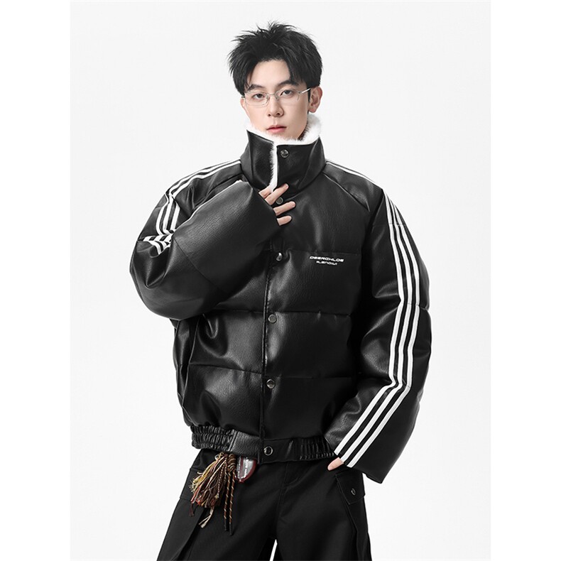 405A美式高街条纹拼接立领加厚皮棉衣MY25888-特批120控188,男装棉衣,星座405A
