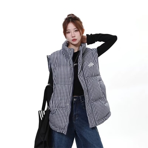港风冬款男女棉衣无袖马甲立领外套字母刺绣保暖棉袄MJ21 P60图片