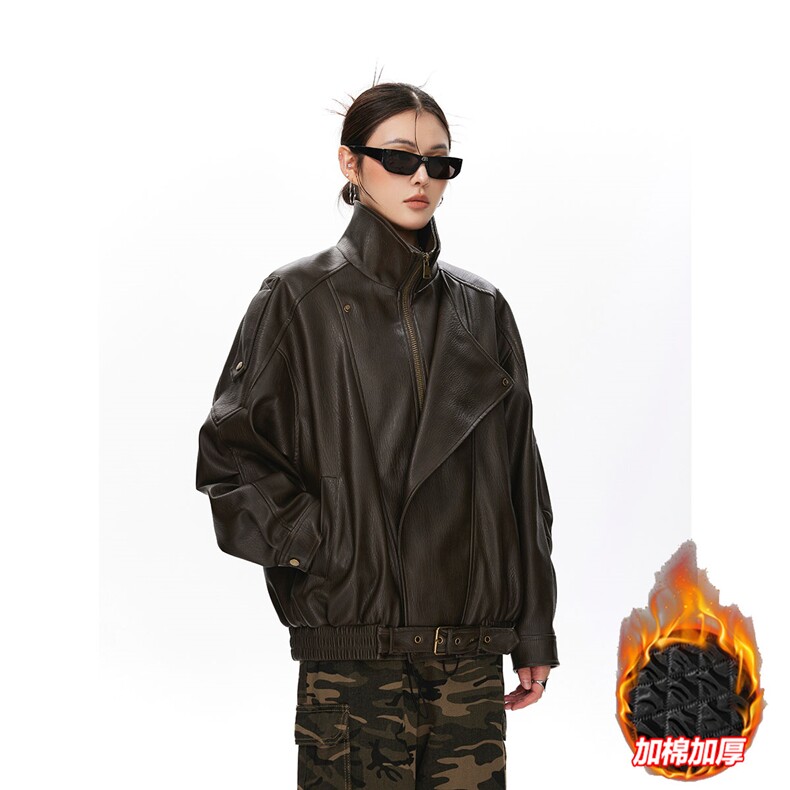 双层领大码M-5XL机车PU皮衣男JK78095特P118加棉特P138控208，男装皮衣，星座226-1