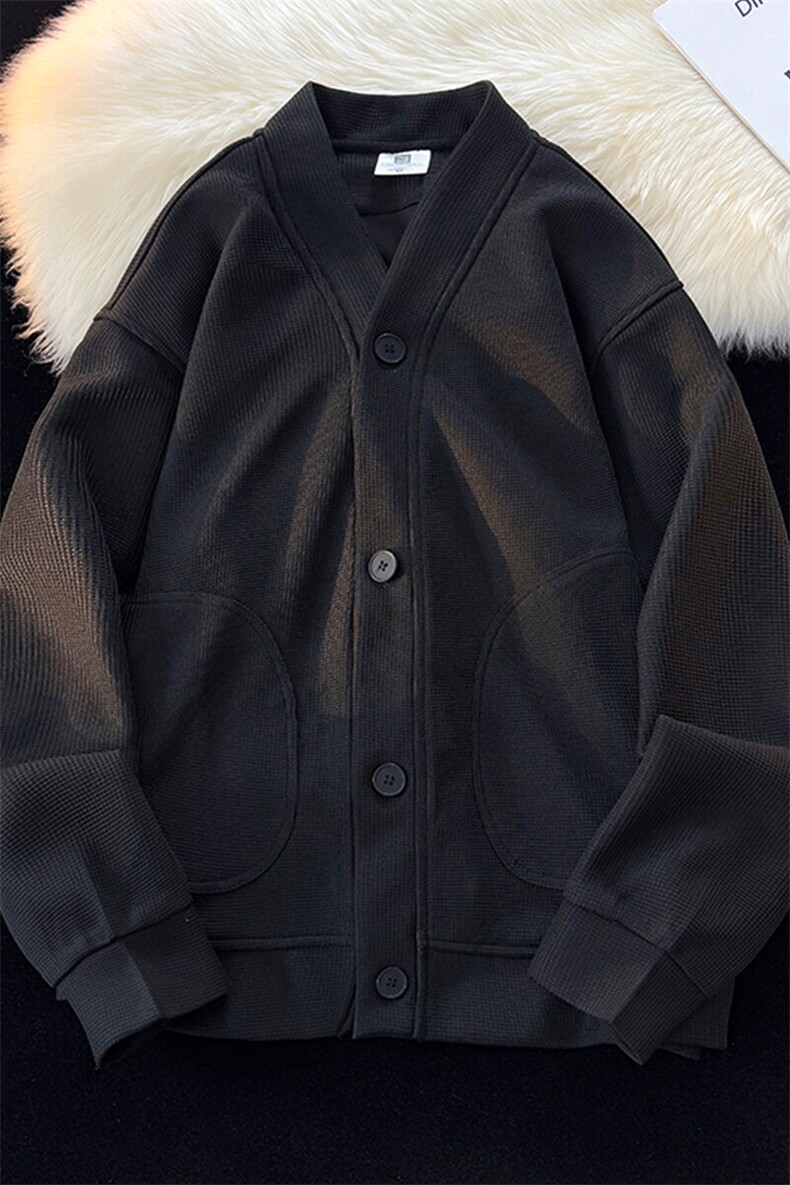8XL-M春季开衫V领卫衣男港风日系慵懒风痞帅长袖上衣服外套KS001,男装卫衣,电商B312