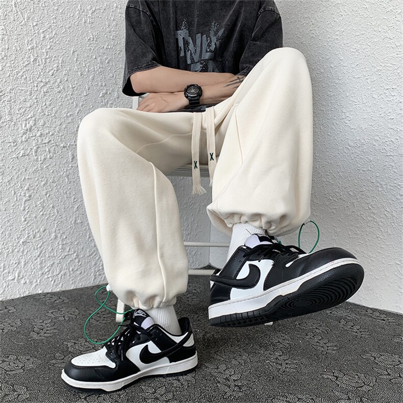 秋季港风休闲裤男包边包条拖地裤宽松大码束脚裤卫裤KP60P55,男装休闲裤,星座1204-3