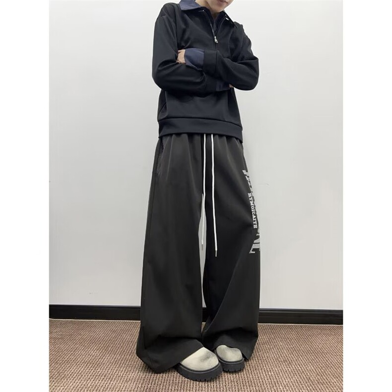 运动长裤男春秋季ins高街反光跑步夜光健身训练宽松束脚裤子,女装休闲裤,四季星座505