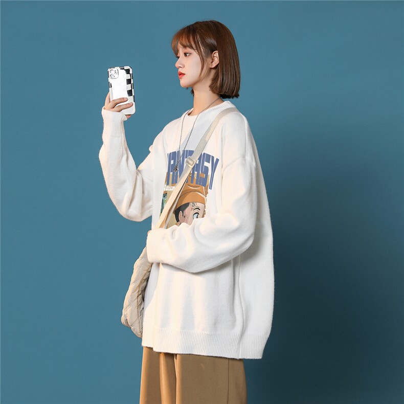 中性风22秋/冬新款潮流趣味油画风印花保暖圆领毛衣M1033P50控68,男装针织衫/毛衣,A247A