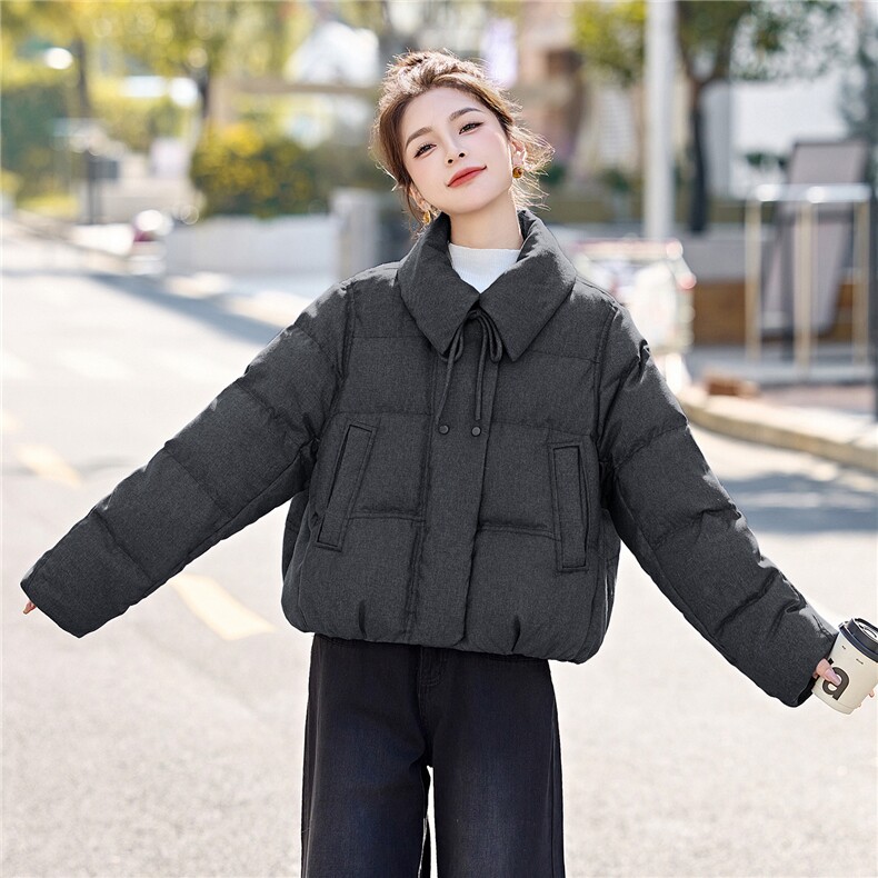 2025冬装新款简约时尚休闲翻领羽绒服,女装羽绒服,美沁