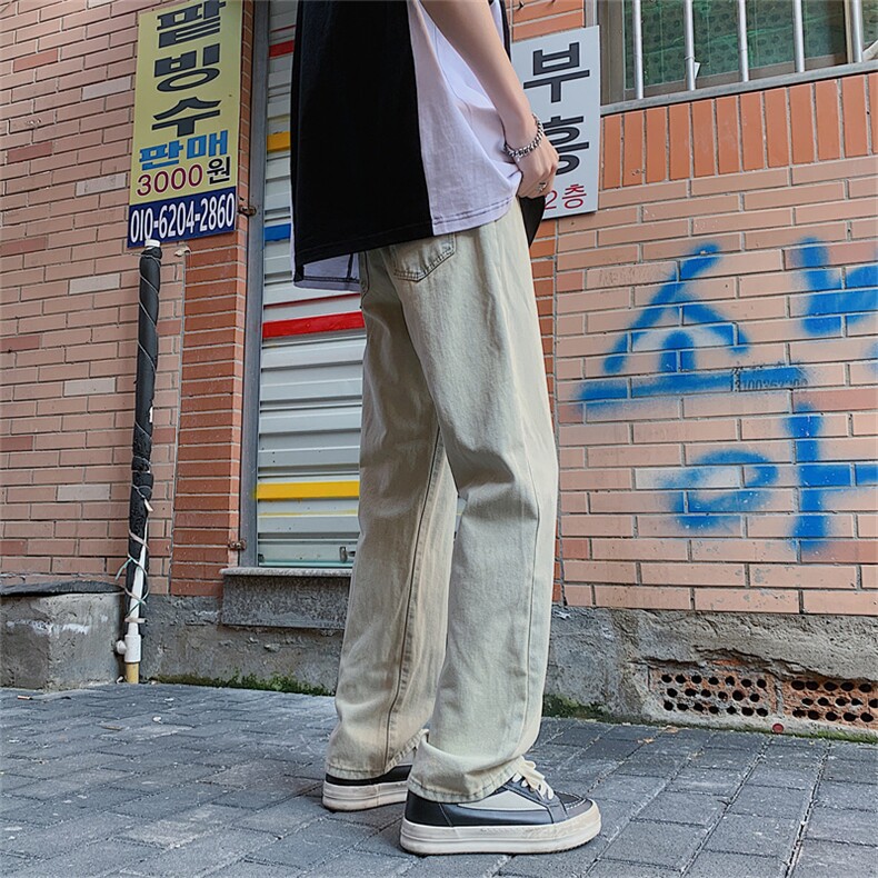 水洗做旧牛仔裤男美式潮牌宽松直筒阔腿休闲长裤N330-P43,男装牛仔裤,星座308B-1