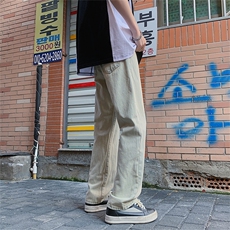 水洗做旧牛仔裤男美式潮牌宽松直筒阔腿休闲长裤N330-P43，男装牛仔裤，星座308B-1