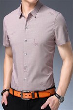 Z9301夏季青年2022男式薄款短袖衬衣修身休闲免烫透气衬衫P55，男装衬衫，电商B360