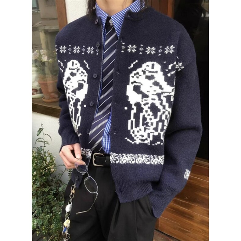 复古慵懒宽松针织毛衣开衫外套毛衣开衫男女早秋学院风M5333,男装针织衫/毛衣,星座1116A（原606A-3）