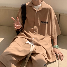港风23美式复古开衫时尚短袖T恤百搭休闲短裤套装TZ6991P65控98，男装牛仔裤，电商A268A