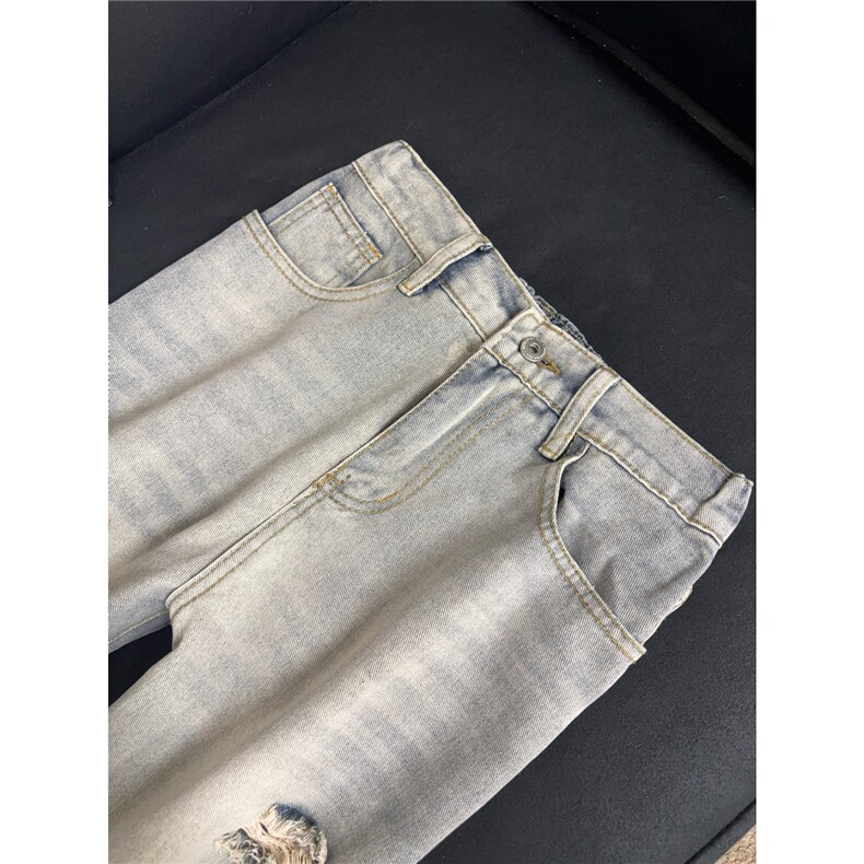 B221美式ins高街暗黑宽松直筒破洞牛仔裤LK25501-特P45控78,男装牛仔裤,电商B221