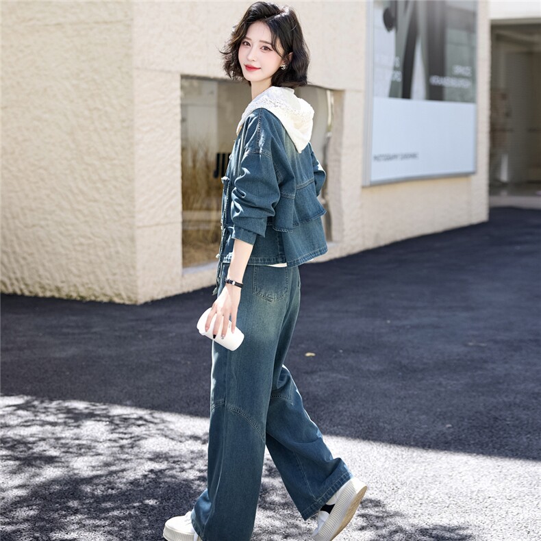 春装女2025年新款时尚套装新中式气质减龄休闲牛仔超火三件套女装，女装套装/套裙，欣品汇