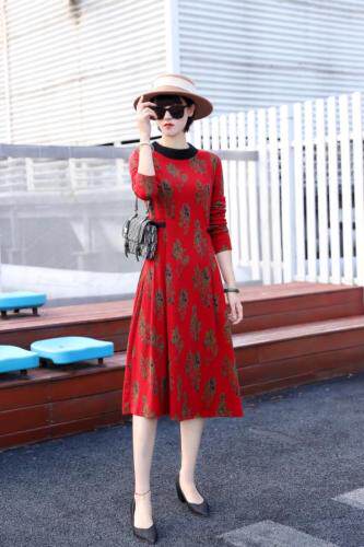 收腰女人味貂绒连衣裙，喜婆婆也可穿含羊毛，女装连衣裙，澳洛菲