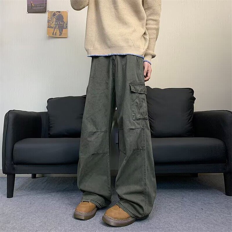 工装休闲裤男女韩版潮流褶皱口袋帅百搭2026夏季ins长裤K6159-P56,男装休闲裤,星座412-2