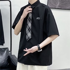 衬衫男韩版潮流高街帅气印花2024夏季新款ins宽松外套CY059-P32，男装衬衫，星座412