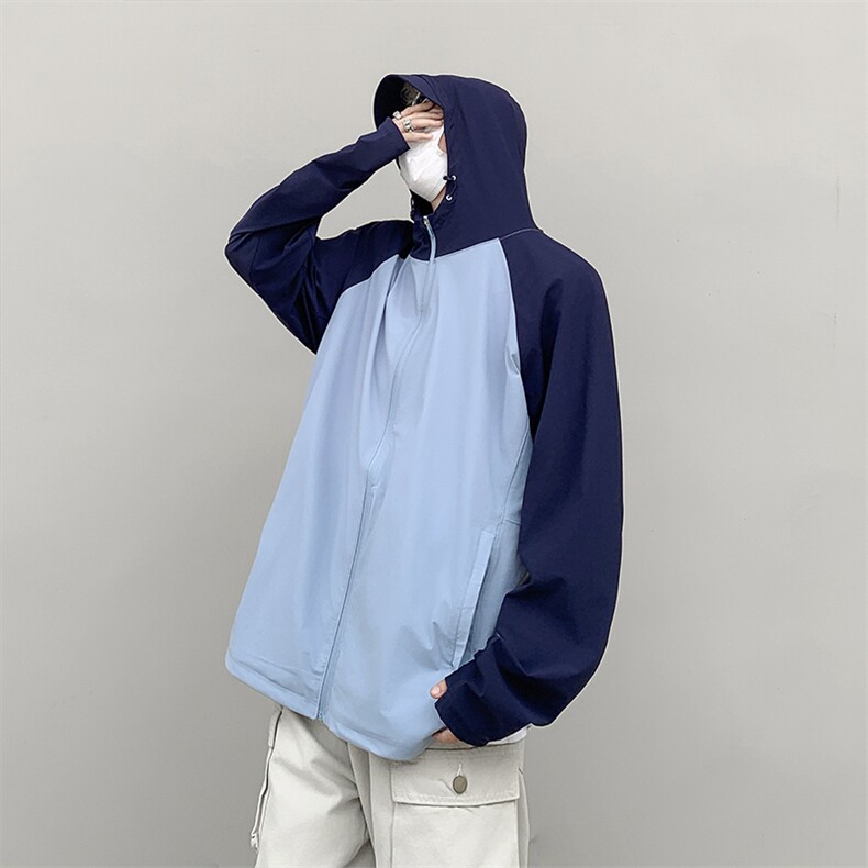 UPF50+插肩袖连帽冰丝防晒衣男女24夏季新款防晒罩衫薄款休闲外套，男装防晒衣，星座505-2（原电商A260-1)