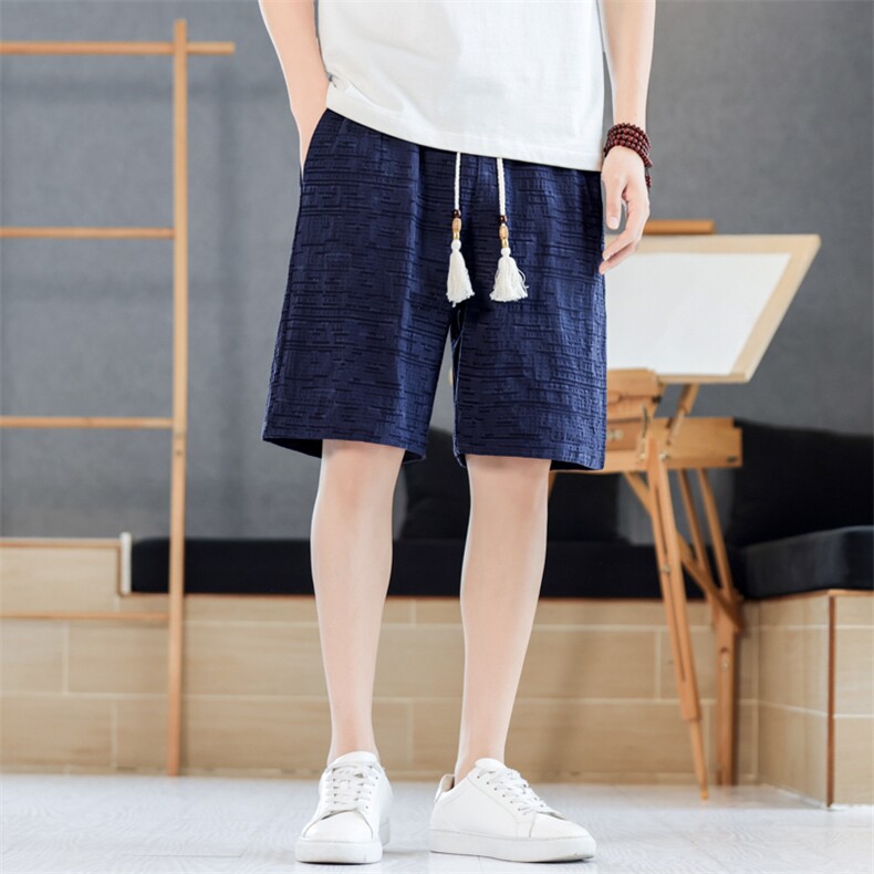 夏季风男短裤棉麻纯色纯色五分裤休闲裤直筒A266-1-KZ883-P40图片