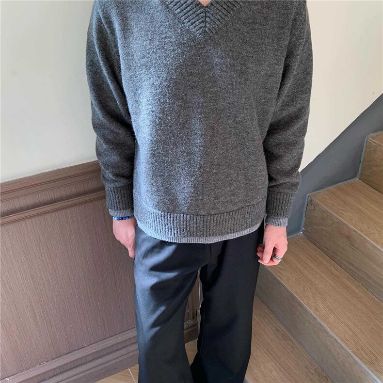 F09-P68高质量柔软北极绒假两件毛衣,男装针织衫/毛衣,电商B323A