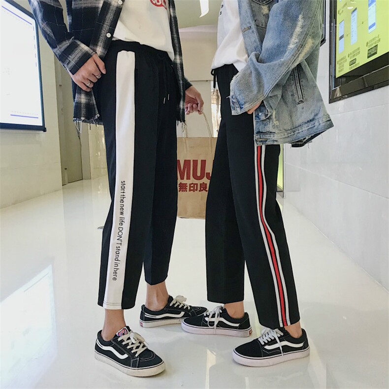 夏休闲裤ins火的女士运动裤子情侣宽松九分裤QL613614/P40女类，女装连体裤，星座1506-1