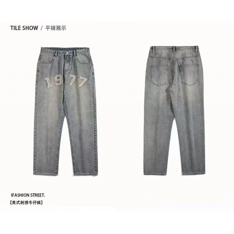 1506-1/K19771/P38牛仔裤男士1977刺绣秋新款宽松潮流工装直筒,男装牛仔裤,星座1506-1