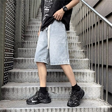 牛仔短裤男士韩版潮流高街帅气腰带2025夏季ins五分裤RK2750-P36，男装牛仔裤，星座412-2