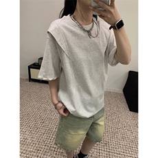 高级感解构拼接短袖t恤男夏设计感宽松小众休闲上衣LDT2055-P35，男装T恤，星座1008