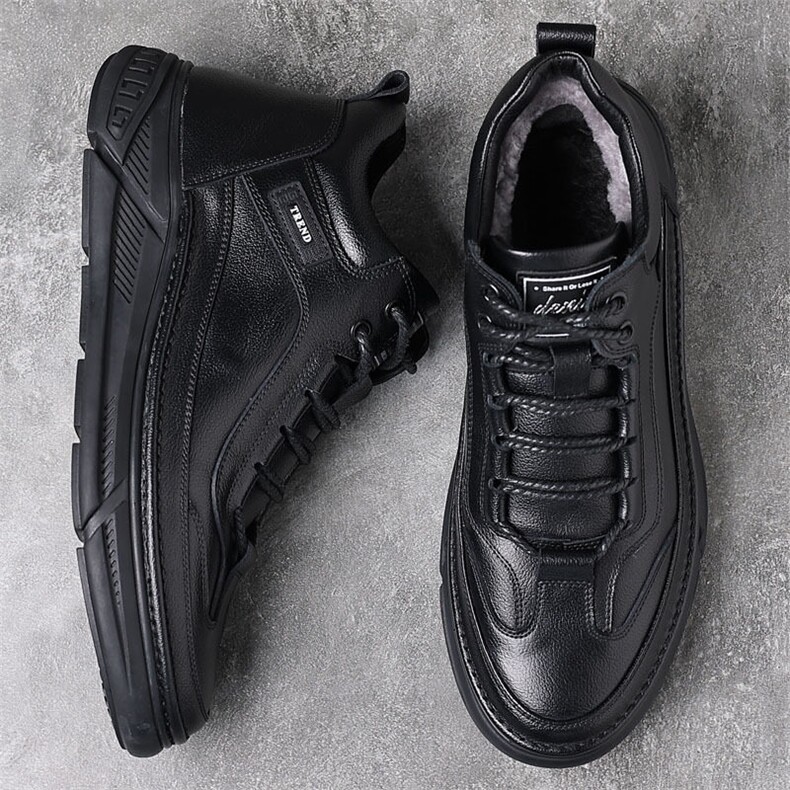 X4544-225头层牛皮棉鞋男冬季保暖运动休闲鞋百搭高帮鞋男，男鞋靴子，星座1407-3