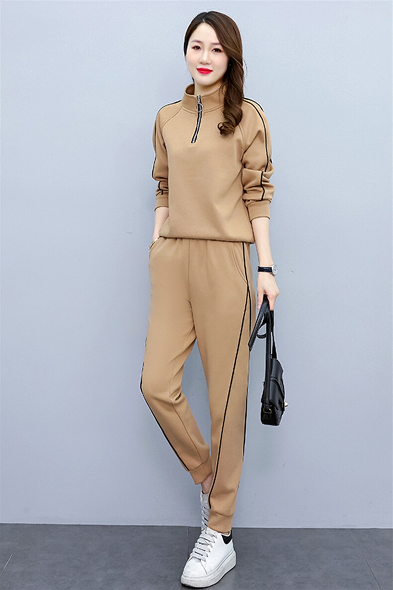 加绒加厚休闲运动服套装2025年秋冬新款女装高级感两件套卫衣套装,女装套装/套裙,梦依杭