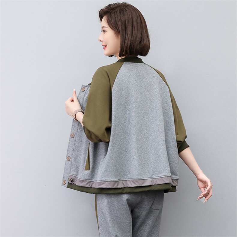 时尚拼色宽松短外套女春秋新款休闲百搭显瘦棒球服上衣,女装短外套,悦见她