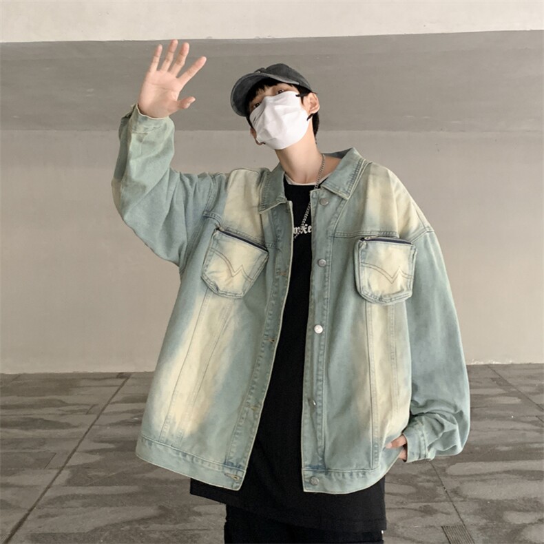 美式高街牛仔外套男休闲时尚春秋港风宽松水洗工装夹克男 JK2115图片
